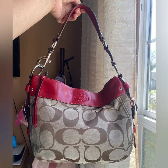 Red Coach Zoe Hobo Bag - Picture 2 of 8